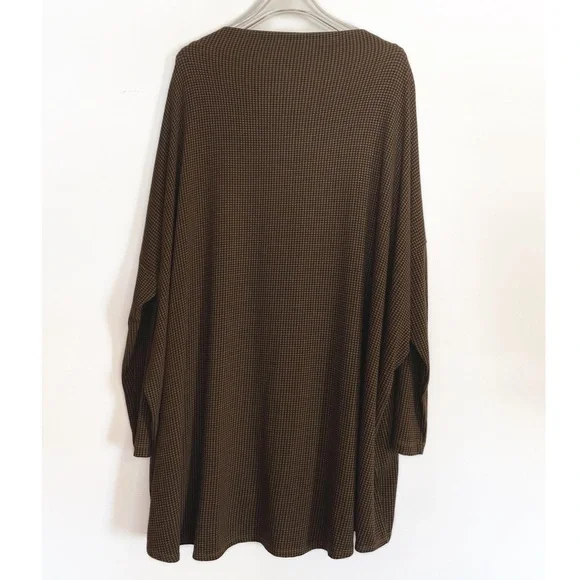 Bryn Walker Houndstooth Plaid Tunic Brown & Black Womens size L - Picture 2 of 10